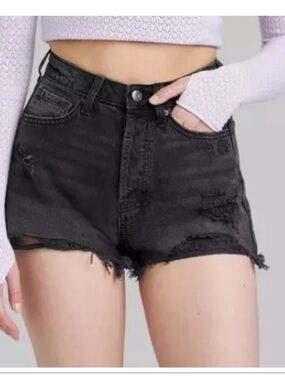 Women’s High-Rise Curvy wild fable Black Distressed Jean Shorts